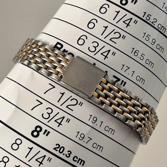 CTNY Silver Gold Black Dial 19mm Women’s Quartz Watch Working New Battery - Picture 4 of 8